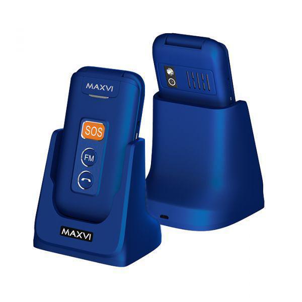 Кнопочный телефон раскладушка для пожилых людей MAXVI E5 синий мобильный раскладной - фото 1 - id-p222539984