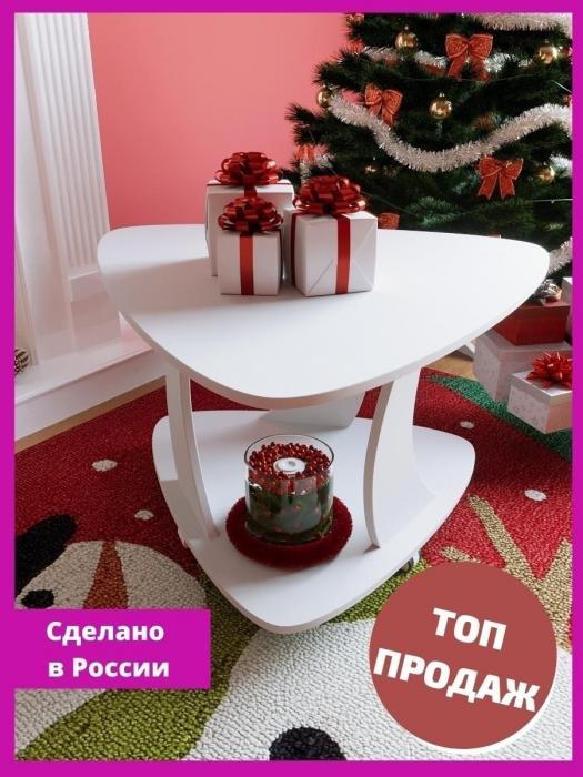 Журнальный столик на колесиках NS55 белый деревянный кофейный чайный подкатной из дерева в гостиную с полкой - фото 5 - id-p222443470