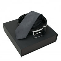 Набор Ungaro: шелковый галстук Uomo Dark Grey и ремень Elio Black