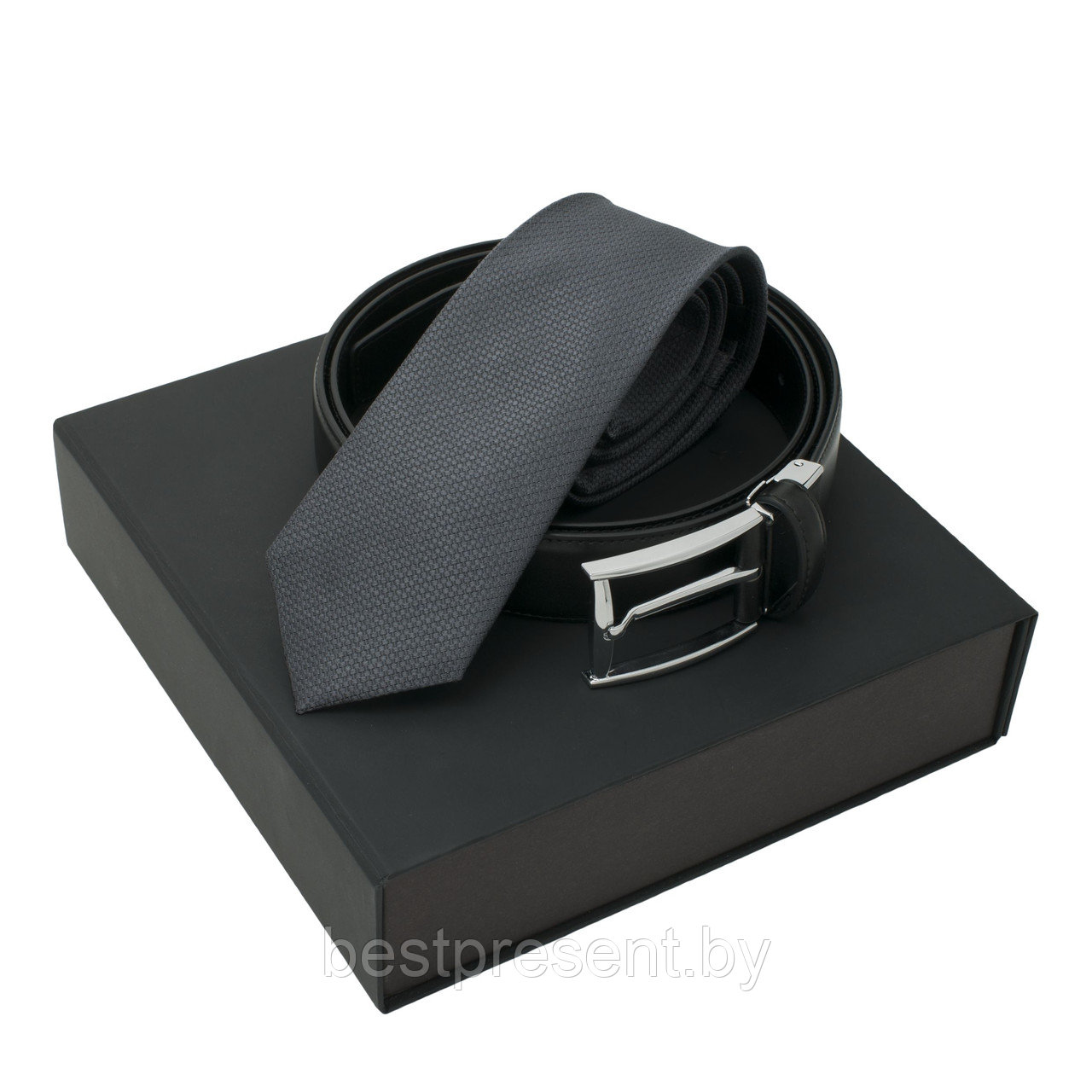 Набор Ungaro: шелковый галстук Uomo Dark Grey и ремень Elio Black - фото 2 - id-p222560381