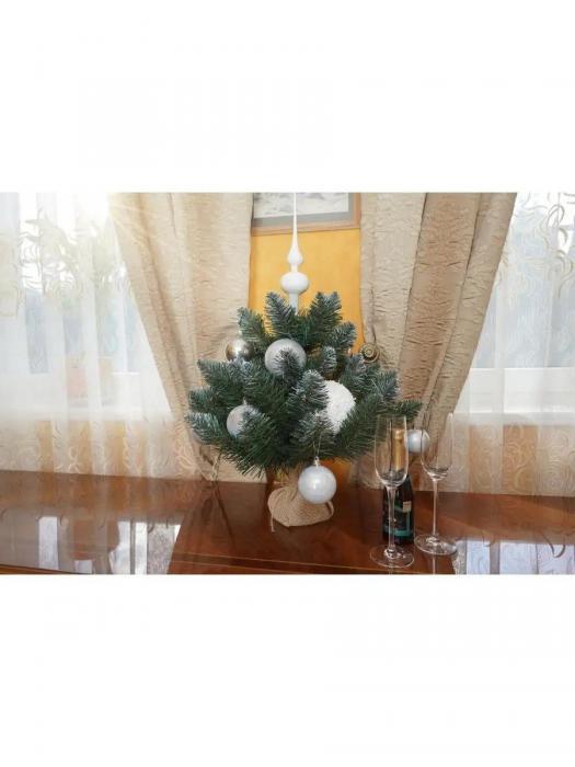 Маленькая искусственная елка новогодняя настольная 60 см пушистая рождественская ель литая заснеженная елочка - фото 8 - id-p222536428