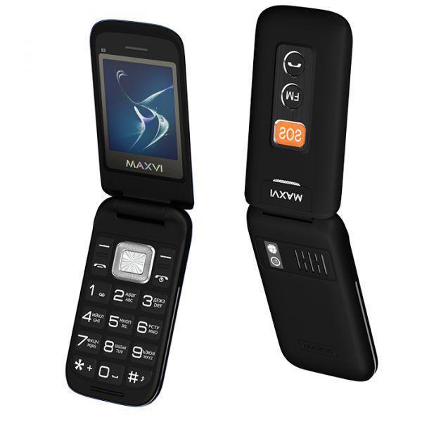Телефон кнопочный раскладушка для пожилых людей с кнопкой сос MAXVI E5 черный - фото 3 - id-p222537475