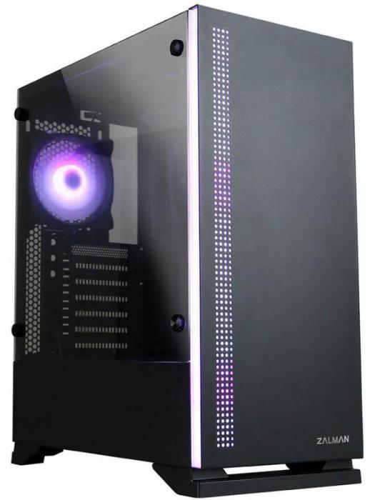 Красивый корпус для игрового ПК компьютера Zalman Miditower S5 черный игровой системный блок со стеклом - фото 1 - id-p222537506