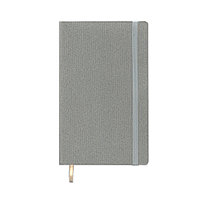 Записная_книга в_линейку V62 13х21 см CORDUROY FLEX серый тонир. бумага зелёный срез
