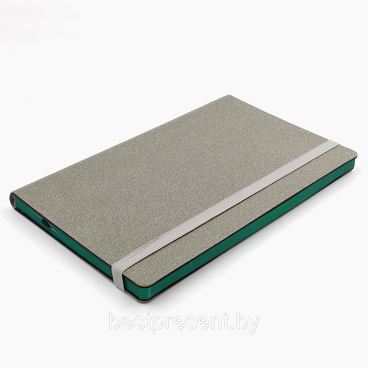 Записная_книга в_линейку V62 13х21 см CORDUROY FLEX серый тонир. бумага зелёный срез - фото 2 - id-p222561665