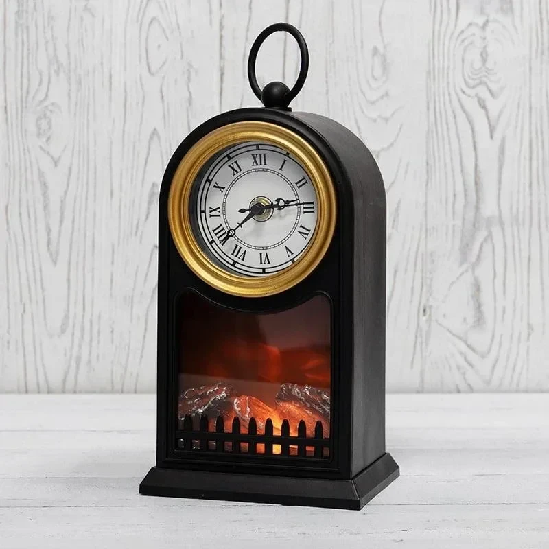 Светодиодный мини-камин настольный декоративный "Старинные часы" с эффектом живого пламени+ подарок - фото 3 - id-p222563104