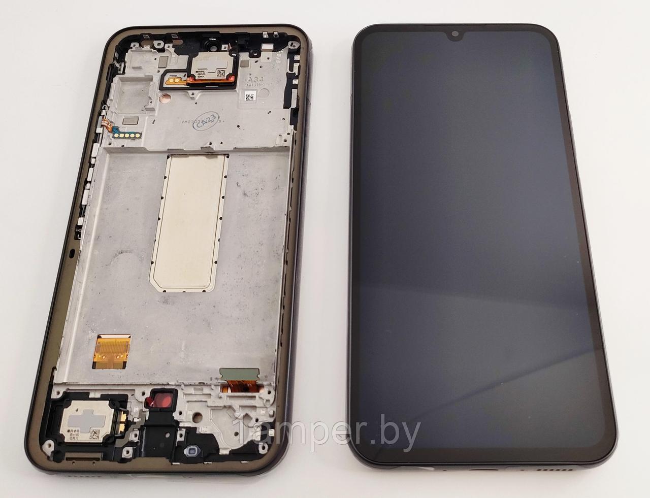 Дисплей для Samsung Galaxy A34 5G/A346 В сборе с тачскрином. С рамкой. Черный