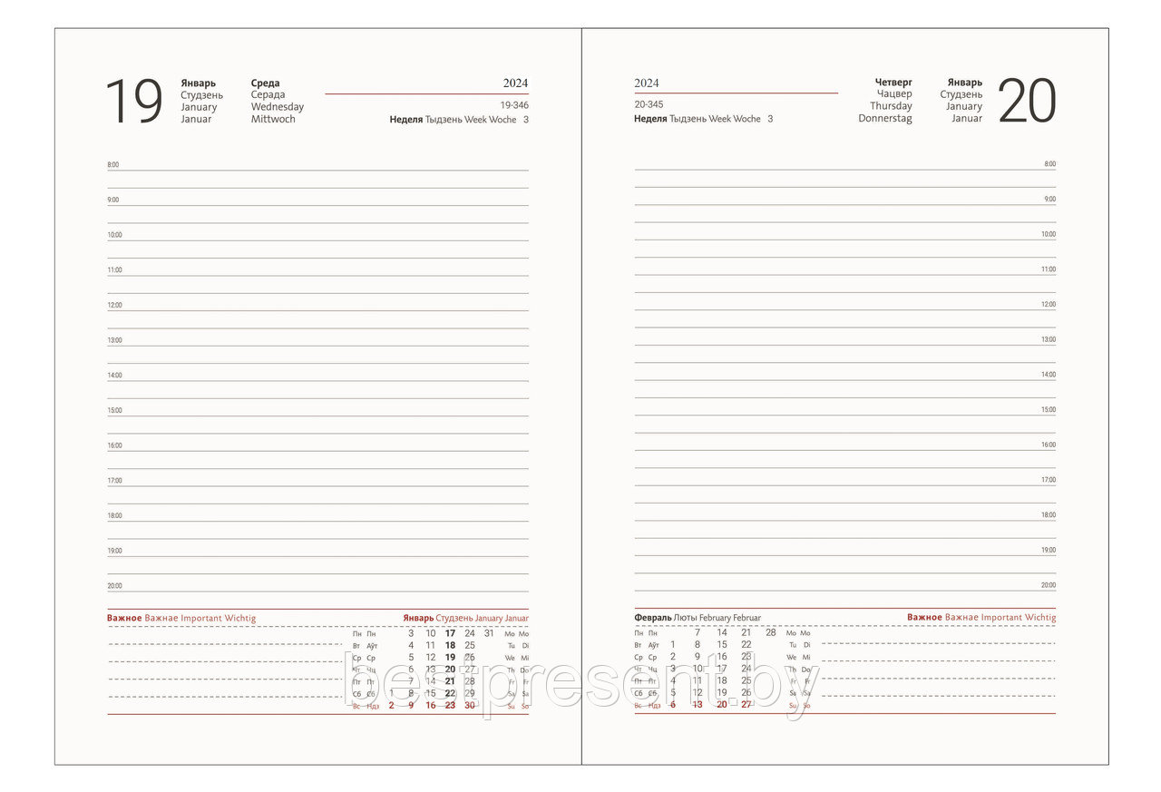 Ежедневник датированный V52u 14,5х20,5 см SHERWOOD красный уникум без среза - фото 2 - id-p222563629