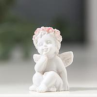 Фигура декоративная "Ангелок милашка в венке из роз" 2x2x(h)3см, микс СимаГлобал  906848