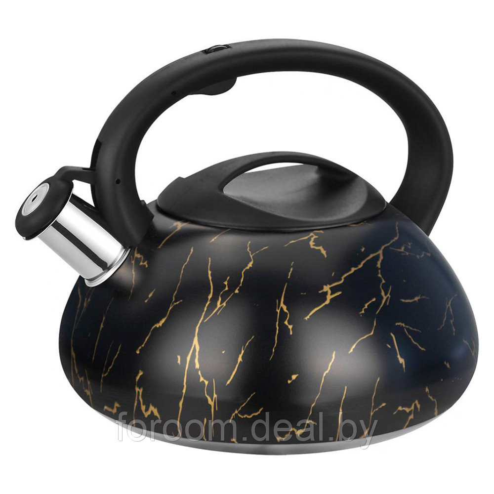 Чайник 3л со свистком Катунь Чёрный мрамор КТ-151MB - фото 1 - id-p222562308
