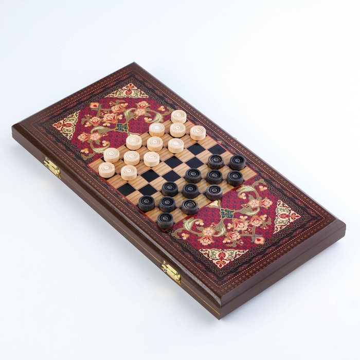 Нарды "Восточный узор", деревянная доска 40 x 40 см, с полем для игры в шашки - фото 3 - id-p222568565