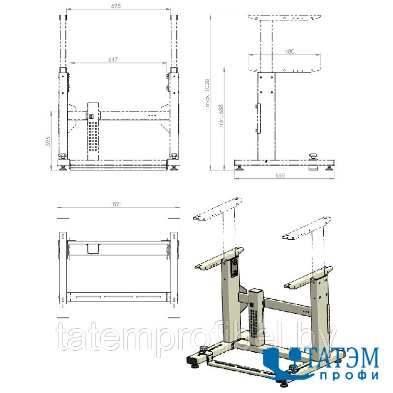 Станина стола для швейных машин Rexel HDP-1ES (электрический стандарт) - фото 2 - id-p222569860