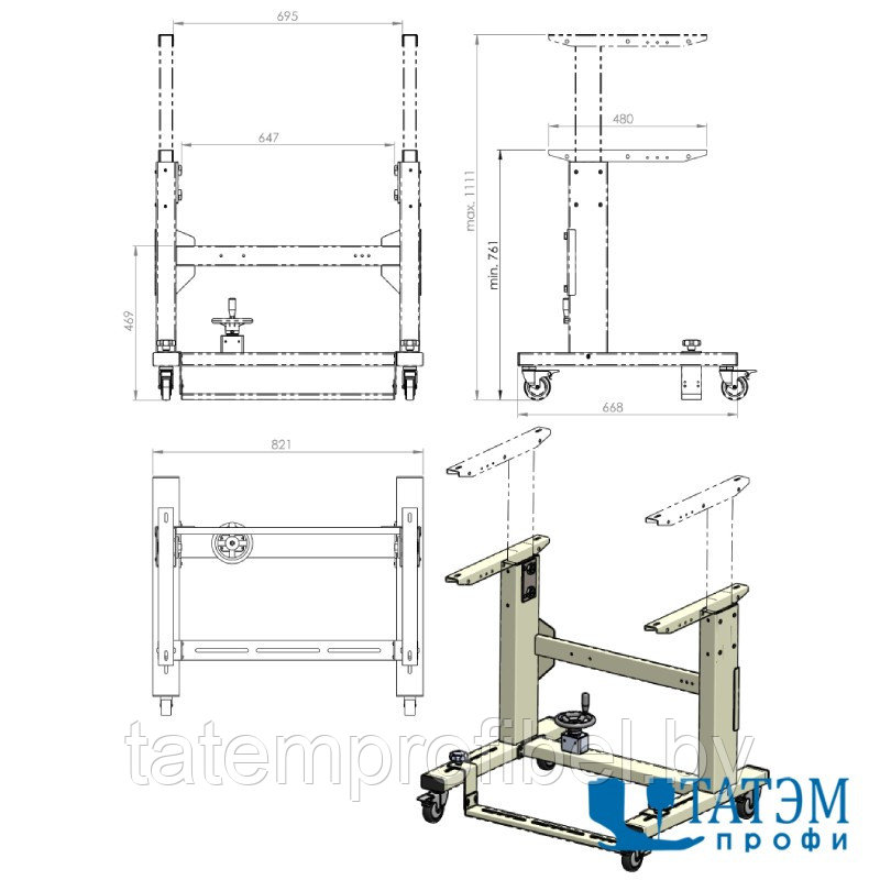 Станина стола для швейных машин Rexel HDP-1MK (ручной колеса) - фото 2 - id-p222569861