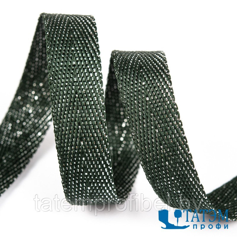 Лента киперная металлизированная 13 мм, т.зеленый с серебром, уп. 50 м - фото 1 - id-p222572331
