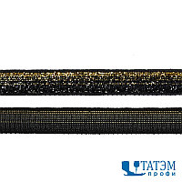 Лента бархатная 10 мм, арт. TBY.LB10GLD.08 нейлон, черный-золото, уп. 30 м