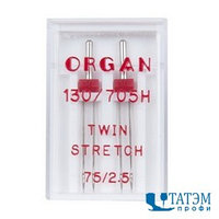 Иглы Organ Twin Stretch 130/705H-TS, упак. 2 шт