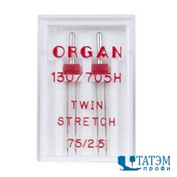 Иглы Organ Twin Stretch 130/705H-TS,  упак. 2 шт