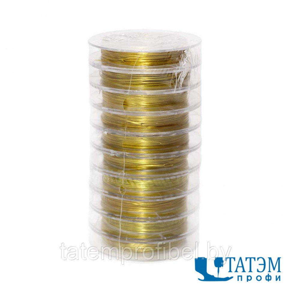 Проволока для бисероплетения, диаметр 0.3 мм, 10 м (упак 10 шт) золото