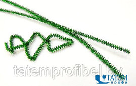 Проволока для плетения с ворсом (синель/шенил) 0,6 х 30 см, арт. В 006 люрекс зеленый, уп. 100 шт