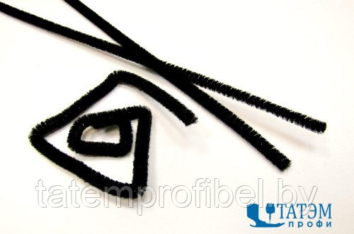 Проволока для плетения с ворсом (синель/шенил) 0,6 х 30 см, арт. А 026 черный, уп. 100 шт - фото 1 - id-p222570106