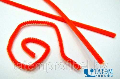 Проволока для плетения с ворсом (синель/шенил) 0,6 х 30 см, арт. А 006 оранжевый, уп. 100 шт - фото 1 - id-p222570115