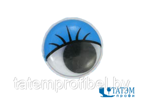Глаза бегающие для игрушек с ресничками для прикл. 15 мм, синие, уп 100 пар