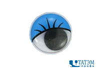 Глаза бегающие для игрушек с ресничками для прикл. 15 мм, синие, уп 100 пар