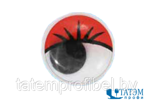 Глаза бегающие для игрушек с ресничками для прикл. 15 мм, красные, уп 100 пар