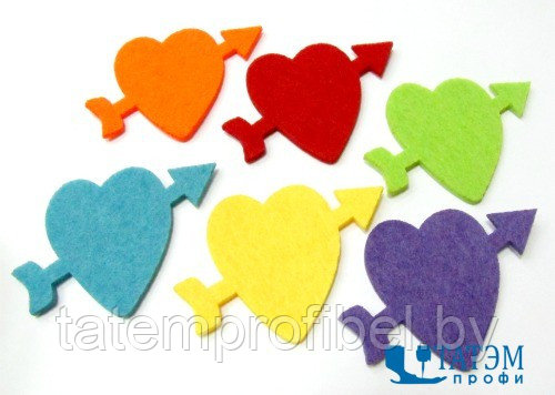 Фигурки из фетра "Сердца" разноцветные, уп 6 шт - фото 1 - id-p222570166