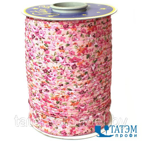 Бейка декоративная 20 мм "Цветочная поляна" арт. 509, розовый, уп. 100 ярд