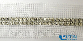 Тесьма на сетке декоративная 10 мм "Стразы стекло 3-хрядные", белый, уп. 10 ярд