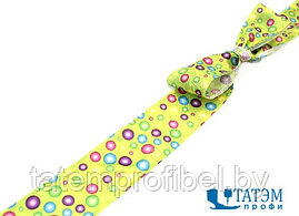 Лента декоративная атласная "Разноцветные шарики" 38 мм, салатовый, уп. 25 ярд