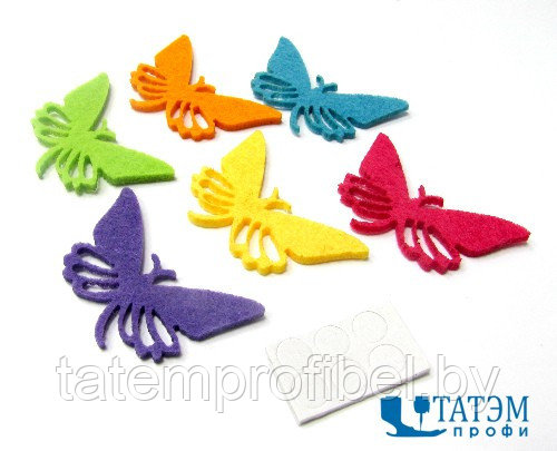 Фигурки из фетра "Бабочки" разноцветные, уп 6 шт - фото 1 - id-p222570370