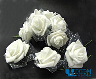Букетик декоративный роза средняя №2 (уп. 60 шт) белый