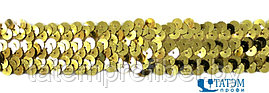 Тесьма отделочная эластичная 28 мм, арт. 9545 (9114), золото, уп. 15 ярд