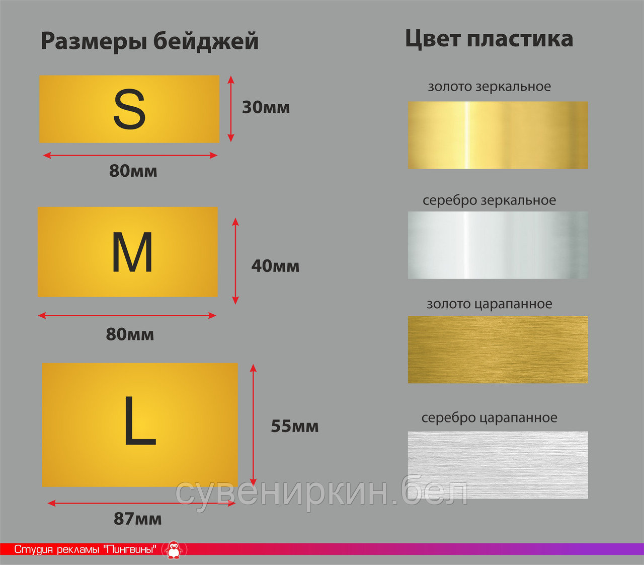 Бейдж гравировка серебро шлифованное на магните - фото 9 - id-p222572691