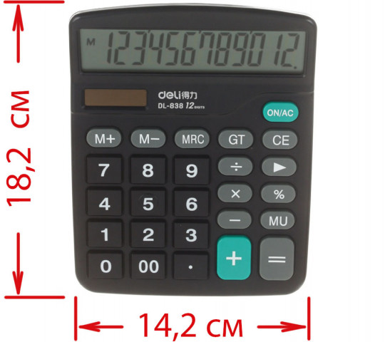 Калькулятор 12-разрядный Deli 838 черный - фото 2 - id-p220935329