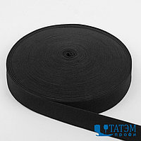 Резинка 40 мм вязаная, рулон 25 м, черная, КНР