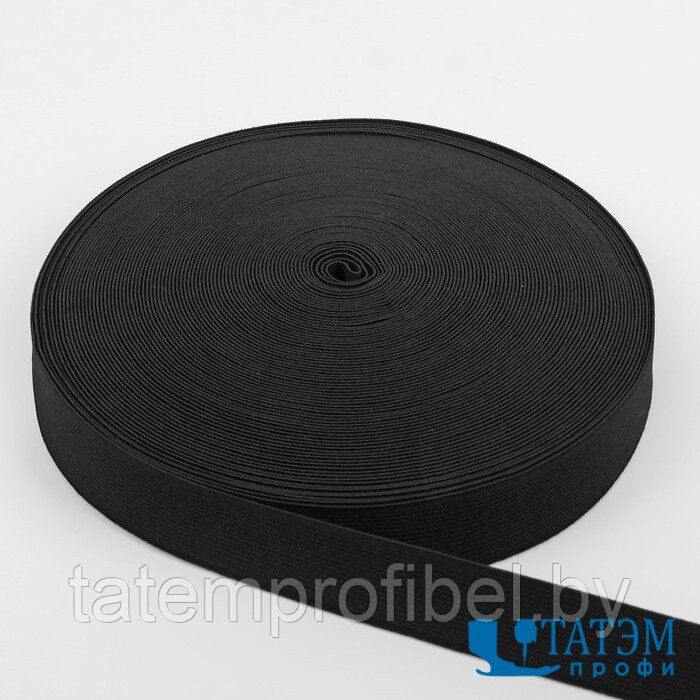 Резинка 40 мм вязаная, рулон 25 м, черная, КНР - фото 1 - id-p222579506