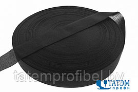 Тесьма окантовочная вязанная (плотная) 32 мм, черная, 10 г/м, 100 м