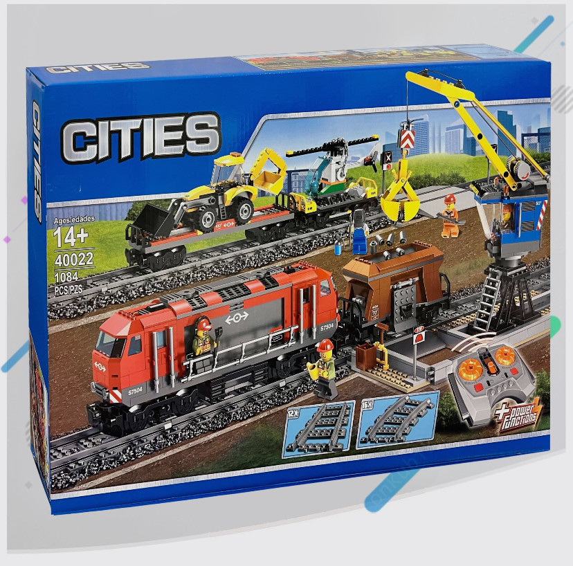 Детский конструктор на р/у Queen арт. 40022 "Мощный грузовой поезд на пульте" аналог LEGO City Лего Сити - фото 1 - id-p222581159