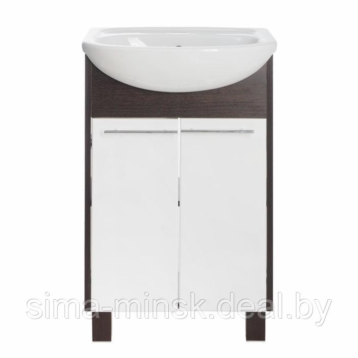 Комплект мебели: для ванной комнаты "Венге 50": зеркало-шкаф + тумба + раковина - фото 3 - id-p222581139