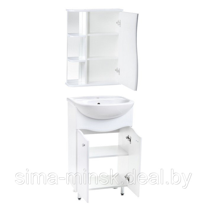 Комплект мебели: для ванной комнаты "Тура 50": тумба + раковина + зеркало-шкаф - фото 2 - id-p222581140