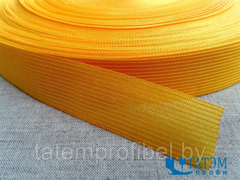 Тесьма окантовочная вязаная 23 мм, желтая (016), 2,8 г/м, 100 м