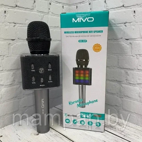 Микрофон беспроводной концертный MIVO MK-009 с музыкальной колонкой+светодиодная подсветка - фото 7 - id-p222577703