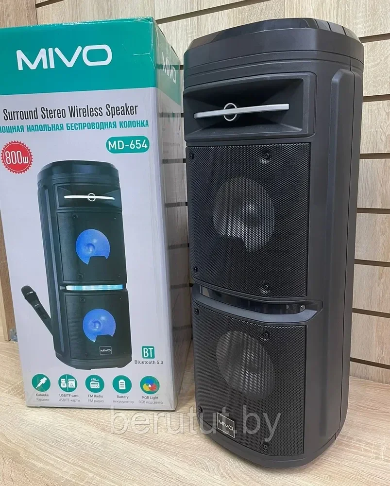 Портативная напольная беспроводная колонка Bluetooth MIVO MD-654 с микрофоном - фото 7 - id-p222583049