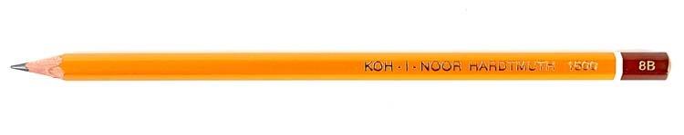 Карандаш чернографитный Koh-I-Noor 1500 твердость грифеля 8М, корпус желтый, с декоративным наконечником - фото 1 - id-p222583244