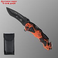Нож складной Stinger, лезвие - 3Cr13, рукоять - алюминий, оранжевый камуфляж, 10 см
