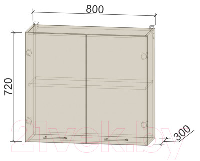 Шкаф навесной для кухни Интерлиния Компо ВШ80-720-2дв - фото 3 - id-p222586644