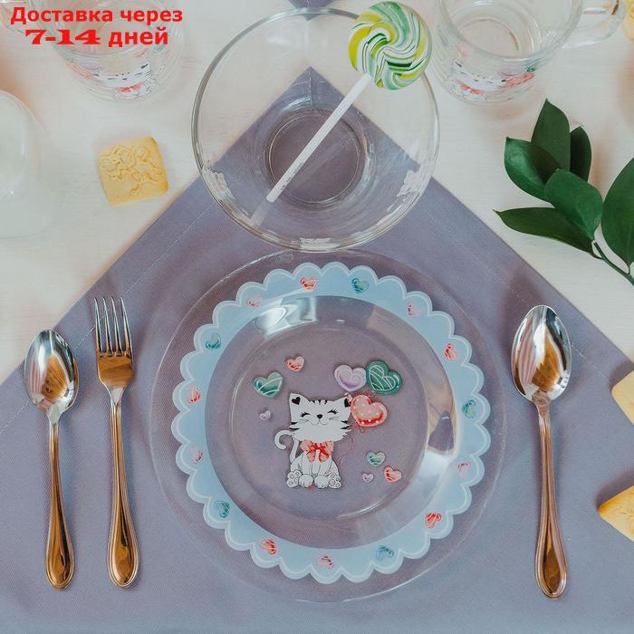 Набор детской посуды Доляна "Котёнок", 3 предмета: кружка 200 мл , миска 450 мл, тарелка 20 см, - фото 7 - id-p222540066